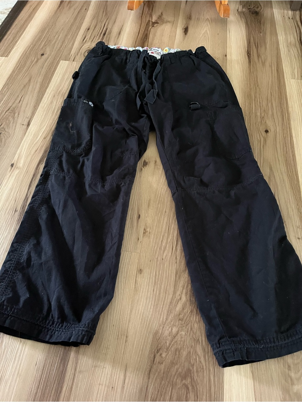 Koi Scrub Pants Women M Petite Black Cargo Drawstring Medical Workwear Read